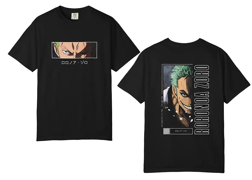 Angry Zoro One Piece Black T-shirt