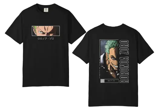 Angry Zoro One Piece Black T-shirt